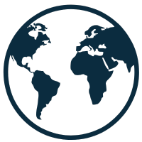 Silhouette of Earth globe showing Americas, Europe, and Africa.